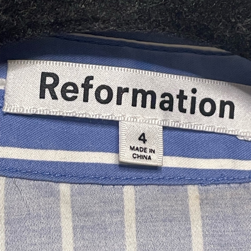 Reformation Weston Stripe Dress Blue and White - Picture 5 of 7